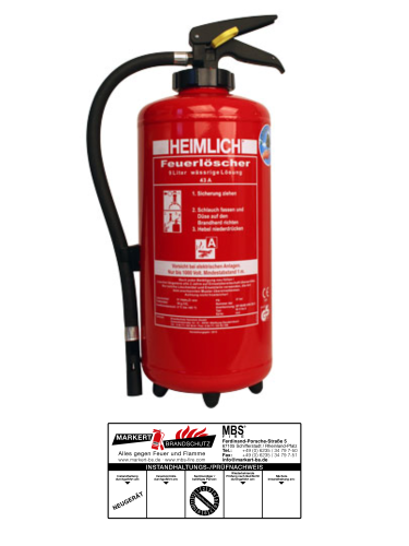Heimlich 9L Wasser Auflade Feuerlöscher 43A= 12LE